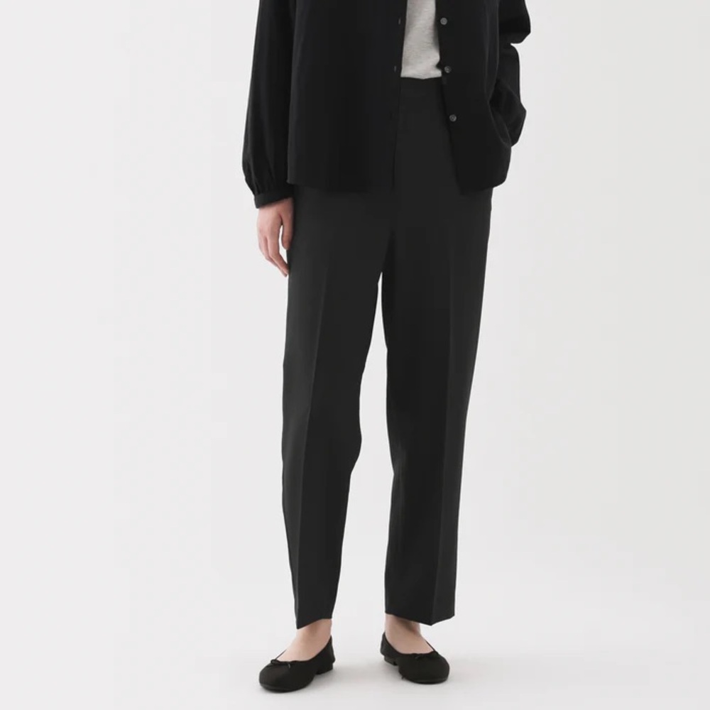 MUJI Women's Water Repellent Tapered Pants Black XS